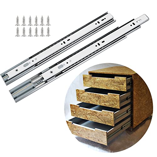 MENGSHI Soft Close Drawer Slides 22 Inch Side Mount Heavy Duty Cabinet Drawer Glides 10 Pairs - Heavy Duty 3-Fold Full Extension Ball Bearing Full Extension Kitchen Cabinet Rails 100 LB Capacity