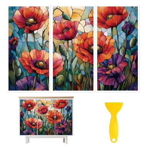 Peacoblue Color Papaver Phoeas Rub On Transfers for Furniture Craft 6"x12" - style: Color Papaver Phoeas
