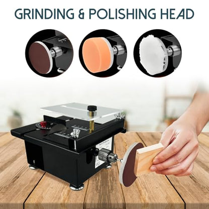 Mini Table Saw for Crafts,Small Table Saw,Multi-Functional Desk Saws,7 Speed Control,Miniature Saws-Adjustable Blade Height,Cutting, Grinding and Polishing All In One(Simplicity)