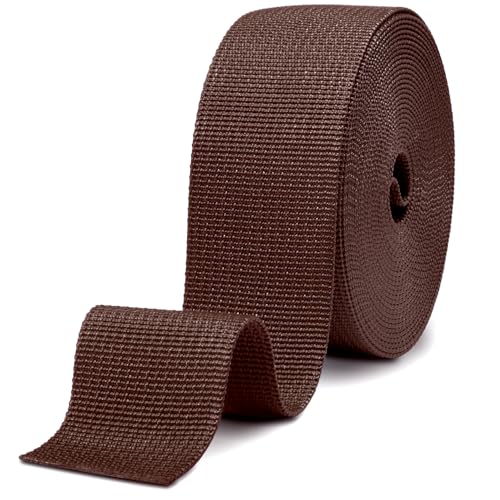 CooBigo 60 Yards Nylon Webbing 3/8" 3/4" 1" 1-1/2" Webbing 12 Rolls Webbing Strap for Bags Handles Making, DIY Crafting, Repairing,12 Colors - color: DarkBrown, size: 2"- 12 Yards