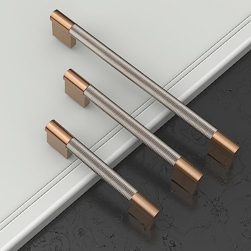 Asidrama 10 Pack 3.75 inch Satin Nickel and Champagne Bronze Cabinet Pulls - color: Nickel-Gold, size: 3.75" Hole Center(96mm)