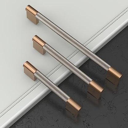 Asidrama 10 Pack 3.75 inch Satin Nickel and Champagne Bronze Cabinet Pulls - color: Nickel-Gold, size: 3.75" Hole Center(96mm)