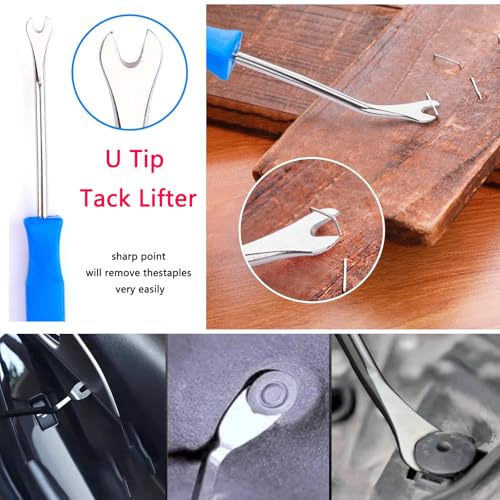 Upholstery Staple Remover Staple Puller Tack Puller Nail Remover Tool Set, Nail Puller Plier, Tack Lifter, Fastener Remover for Furniture Floor Wall Wooden Case Car Photo Frame (5 pcs)