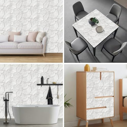 HOMETITUTE White Floral Peel and Stick Wallpaper 118.1x17.7 Inch Vinyl - color: White Embossed Floral