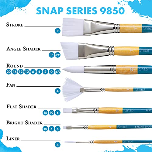Princeton Snap! White Taklon Angled Paintbrush: 1 inch - size: Size 1 inch, style: Angle Shader