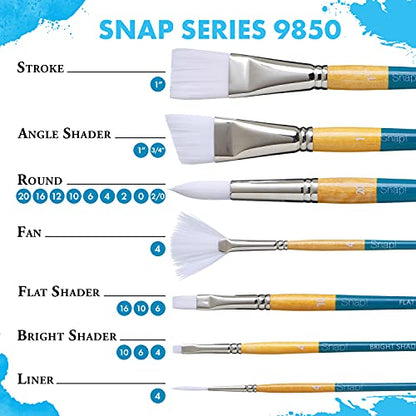 Princeton 9850ST-100 Snap Brush White Taklon Stroke, 1", White - size: Size 1 inch, style: Stroke