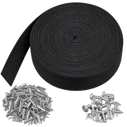 Lawn Chair Webbing, 2" x 40ft Elastic with 40 Clips