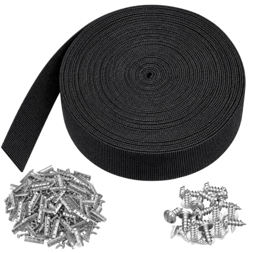 Lawn Chair Webbing, 2" x 40ft Elastic with 40 Clips