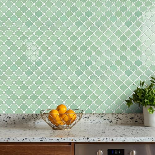 STICKGOO Arabesque Peel and Stick Backsplash Tile for Kitchen, Matcha Green - color: Matcha Green