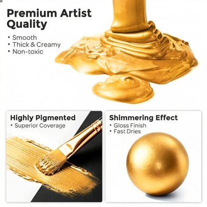 Nicpro Metallic Gold Acrylic Paint, 69oz/2040ml Large Gold Leaf Paint - color: Gold, size: 69 Fl Oz (Pack of 1)
