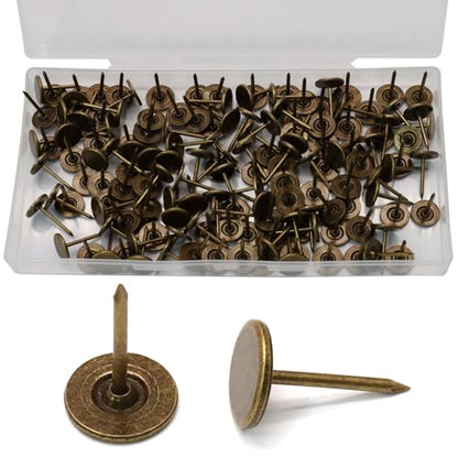 Biaungdo 150 Pcs Bronze Flat Head Upholstery Tacks with Box for Furniture - color: Bronze