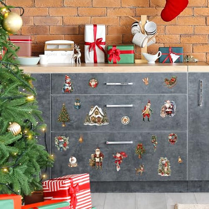 Whaline 12 Sheets Christmas Rub on Transfer for Crafts Rub on Transfer Stickers Vintage Santa Snowman Xmas Tree Furniture Decals for Home Office Classroom Party DIY Crafts, 5.5 x 5.5 Inch - style: Vintage Christmas