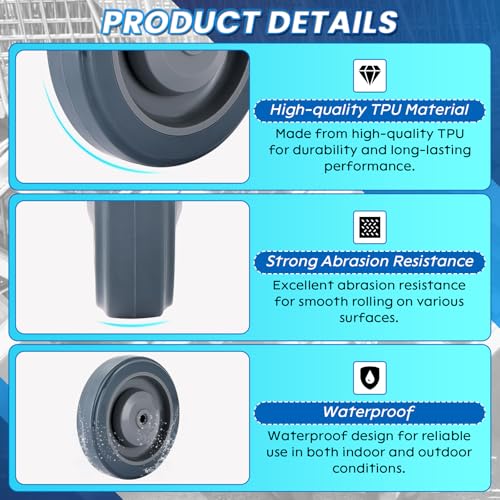 5 inch (12 cm) Shopping Cart Wheels Replacemen Grey