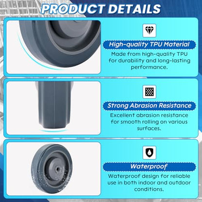 5 inch (12 cm) Shopping Cart Wheels Replacemen Grey