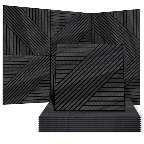 WoveN SounD Acoustic Wall Panels, Black Oak, 8 Pack, 23.6x23.6 in - color: Black Oak, size: Geometric Locus