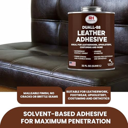 Duall-88 Leather Glue 32 oz - Leather Cement for Upholstery & Repair - size: 32 oz.