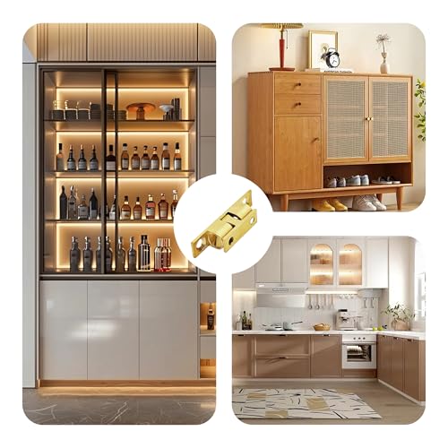 4PCS 50mm Double Ball Cabinet Catches, Bronze Roller Door Latch for Kitchen Cupboard Furniture Closet Quiet Close Design - size: 50mm