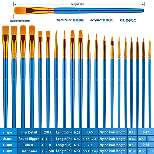 Artstorys Paint Brushes Set, 30 Pcs Acrylic Oil Watercolor Painting Brushes - color: Blue,nickel