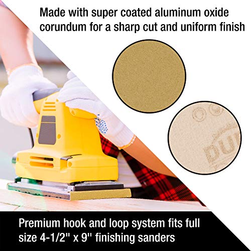 Dura-Gold Premium 1/2 Sheet Gold Sandpaper Sheets, 40 Grit (Box of 12) - size: 40-Grit