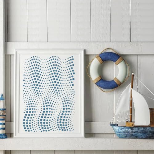 FINGERINSPIRE Point-Like Wave Geometry Stencil with a Brush 8.3x11.7inch Dot Design Painting Stencil Wave Geometry Template Floral Theme Template for Painting on Wood Wall Furniture DIY Home Decor - style: Point-like Wave Geometry