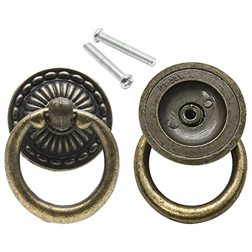 Murtenze Antique Bronze Drawer Ring Pulls, 12 Pieces - color: Bronze, Round