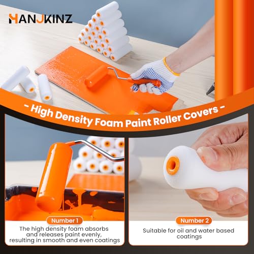 Foam Paint Roller, 4 Inch, 24 Pack, Mini Paint Roller Covers
