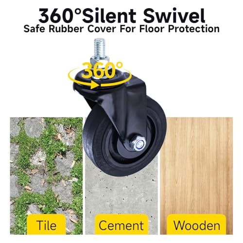 4 Inch Stem Caster Wheel Heavy Duty Threaded Quiet 360° Swivel Caster for Cart,Furniture,Office Desk Chair,Caster,Workbench,Garage Storage,Tool Cabinet Wheels Replacement