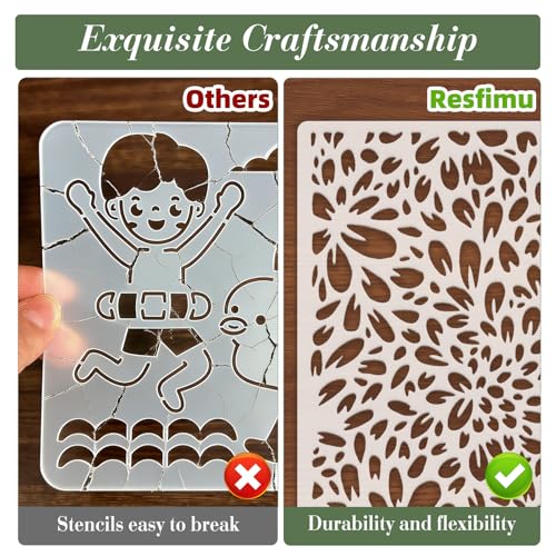Texture Stencils for Crafts Reusable 16Pcs Stencils(7.87X3.94 Inch) - color: Texture 4