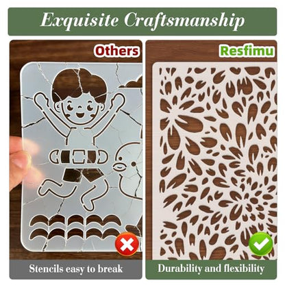 Texture Stencils for Crafts Reusable 16Pcs Stencils(7.87X3.94 Inch) - color: Texture 4