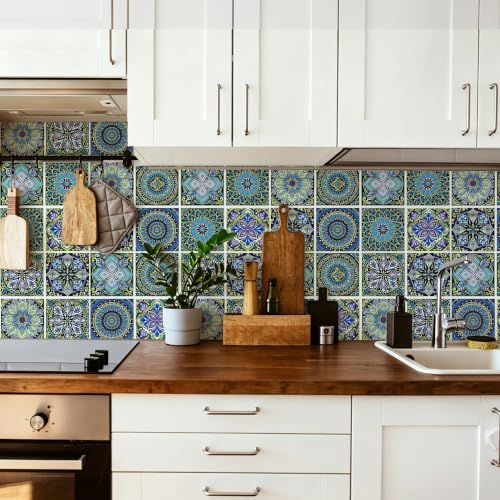 Moroccan Wall Stickers Peel and Stick Backsplash for Kitchen,Stick on Tiles