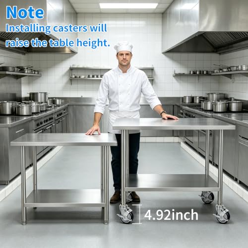 MySit 4 inch Work Table Caster Wheels for Commercial Kitchen Prep Tables