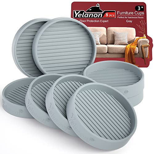 Non Slip Furniture Pads for Hardwood Floors -Yelanon 8Pcs 3” Coasters Cups - color: 8pcs3"round Gray