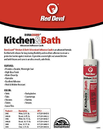 Red Devil 0406 Duraguard Kitchen & Bath Siliconized Acrylic Caulk, 10.1 oz., White, 12 Pack, Made in USA - color: White, size: 10.1 oz., style: 12 - Pack