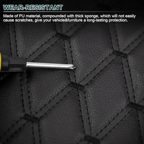Vinyl Faux Leather Quilted Fabric With 0.27"Foam Backed,Black(Black Thread) - color: Black(black Thread), size: Style-B