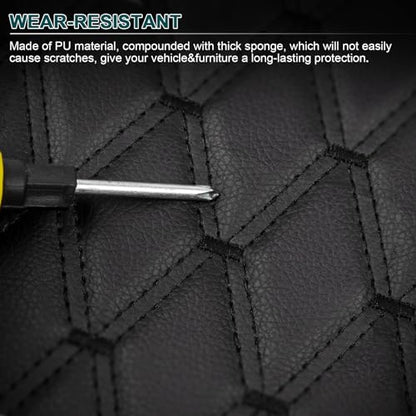 Vinyl Faux Leather Quilted Fabric With 0.27"Foam Backed,Black(Black Thread) - color: Black(black Thread), size: Style-B