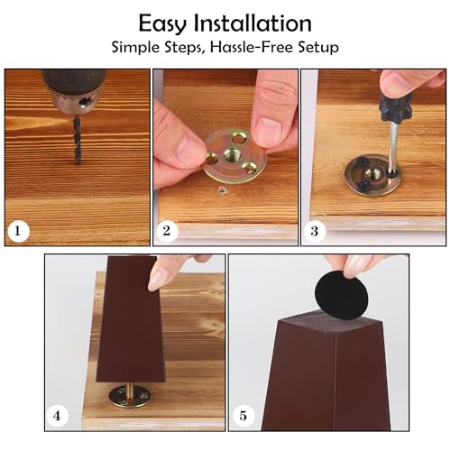 TURSTIN 16 PCS 4 Inch Wood Furniture Legs, Couch Legs Replacement, Brown - color: Brown, size: 4 Inch