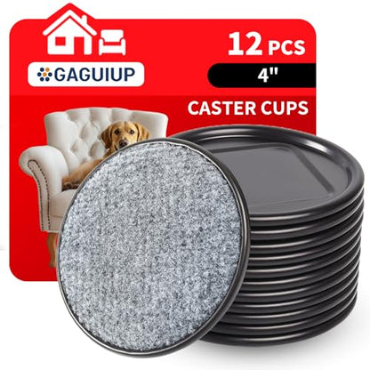 4" Round Carpet Bottom Furniture Caster Cups, Furniture Coasters, 12 Pack - size: 4 Inch, 12 Pack