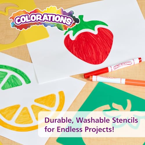 Colorations Fruit & Vegetable Shapes Stencils for Kids, 8" Sq., Set of 12 - style: Fruits & Veggies 12PK