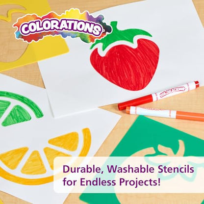 Colorations Fruit & Vegetable Shapes Stencils for Kids, 8" Sq., Set of 12 - style: Fruits & Veggies 12PK
