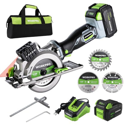WORKPRO 20V 4-1/2" Cordless Mini Circular Saw with 4.0Ah Battery - style: 20V Cordless Mini Circular Saw