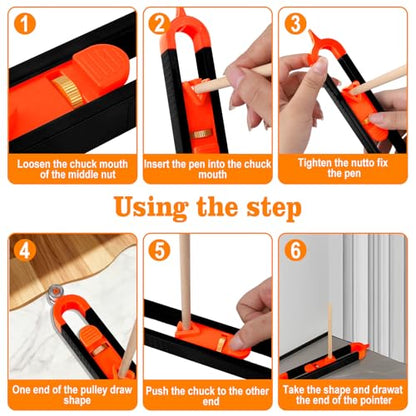 Precise Contour Scribe Tool with 2 Pencil，Woodworking Scriber Line Maker，Woodworking Edge Corner Measuring Profile Duplicator，Contour Measuring Tool with Adjustable Lock for Carpenter, Tile, and DIY