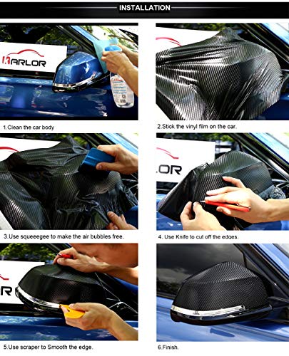 LZLRUN 5D Gloss Black Carbon Fiber Car Vinyl Wrap Film Roll 1ft x 5ft - color: 5D Gloss Carbon Fiber, size: 1ft x 5ft
