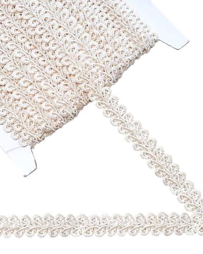 14 Yards Gimp Braid Trim,1/2 inch Gift Wrap Ribbon, Woven Fabric Lace Trim for Upholstery Costume Curtain,Lamp,Jewelry,Decorative Embellishment for Sewing Craft (Beige) - color: Beige