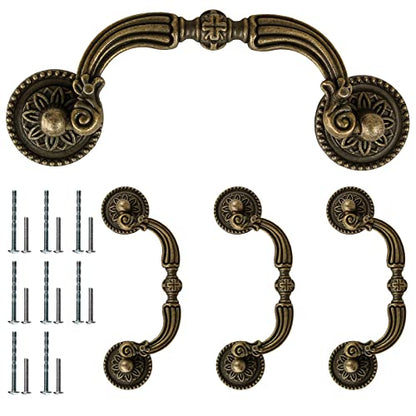 4 Pack 3.5" Hole Center Bail Pull Antique Bronze Drawer Handle - color: Antique Bronze, size: 3.5 Inch