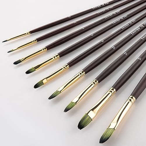 Falling in Art 9 PCS Long Handle Filbert Brushes Set - style: Filbert