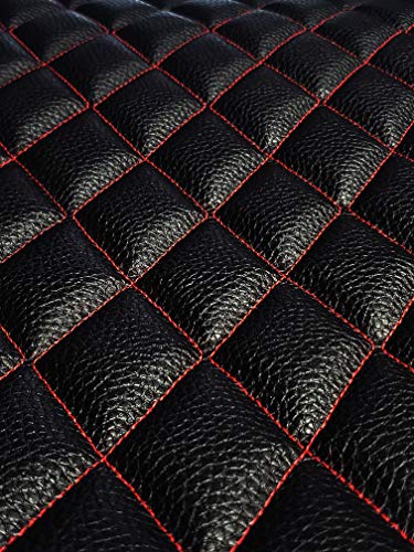 Vinyl Quilted Foam Fabric with 3/8" Foam Backing Upholstery / 52" Wide/Sold by The Yard/FABRIC EMPIRE (Black with Red Stitching, Diamond 2" x 3") - color: Black With Red Stitching, size: Diamond 2" x 3"