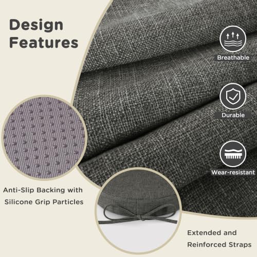 AddGrace Round Bar Stool Cushions with Ties Set of 2 12" Dark Grey - color: Dark Grey