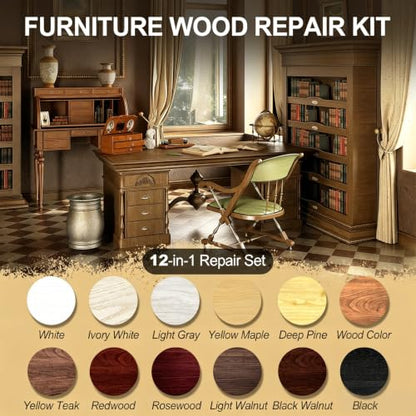 Wood Furniture Repair Kit, 12 Colors Wood Touch Up Paint