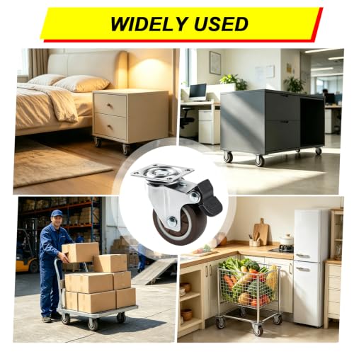 1.5 Inch Swivel Plate Caster Wheels Screw in Lockable Rubber Casters - size: 1.5 inches