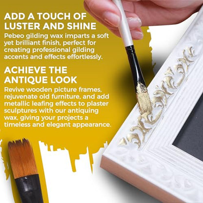 Pebeo Gilding Wax 30ml, Silver Metallic Wax Bundle w/Moshify Brushes - color: Silver
